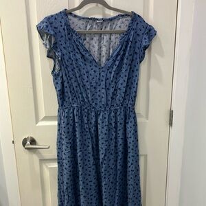 GAP Blue Flutter Sleeve V-Neck Sundress